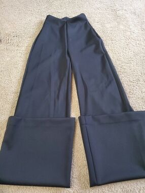 Express Black Wide-Leg Fold-Cuff Trousers